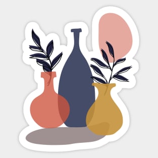 Abstract Vases and Leaves Under Sunset Edit Sticker